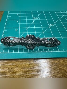 Vintage Southwestern Style Silver Tone Stamped Bar Brooch Pin